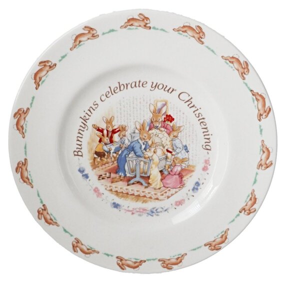 2 Piece Vintage Bunnykins Royal Doulton Christening Plate and Mug Original Box 1 - Picture 3 of 10